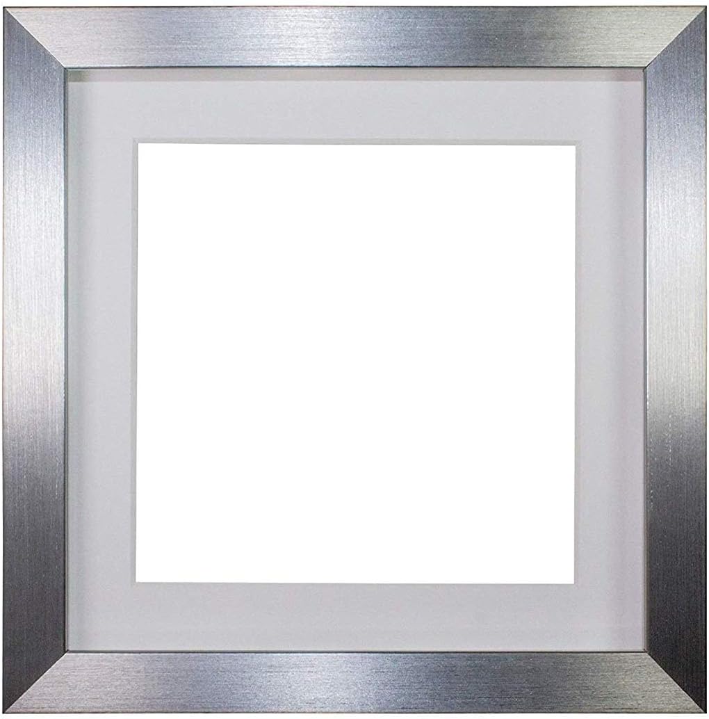 Instagram Square 3D Deep Box Frame Range Picture/Photo/Poster Frame Poster Display with Bespoke Mount - Silver Frame with White Mount - 16"x16" for 14"x14" pictures