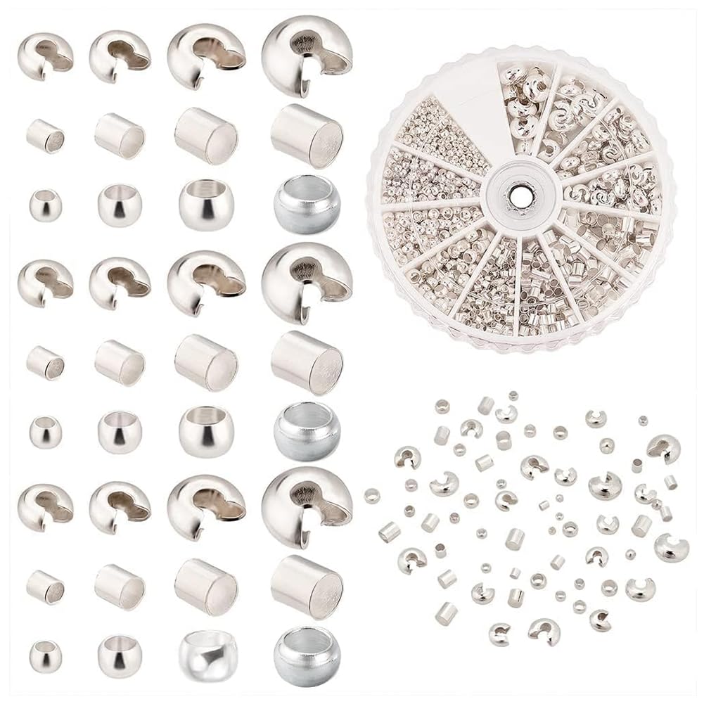 Perline A Crimpare Miste PH PandaHall, 3000 Pz, Tubi Sottili 2mm, 6 Colori (bronzo, Argento, Oro, Rame...) Per Gioielli Fai Da Te - 2