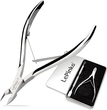 LePinko Professional Cuticle Trimmer with Cuticle Pusher, Super Labor-saving Dead Skin Nippers, Sharp Hangnail Remover for Fingernail Toenail, Pedicure Manicure Nail Care Tool for Women Men, 7mm Jaw