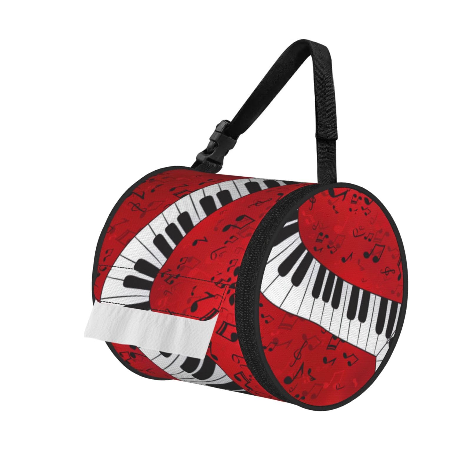 Music Note Piano Printed Toilet Paper Holder Bag, Adjustable Strap Roll Paper Organizer for Car Kitchen Outdoor