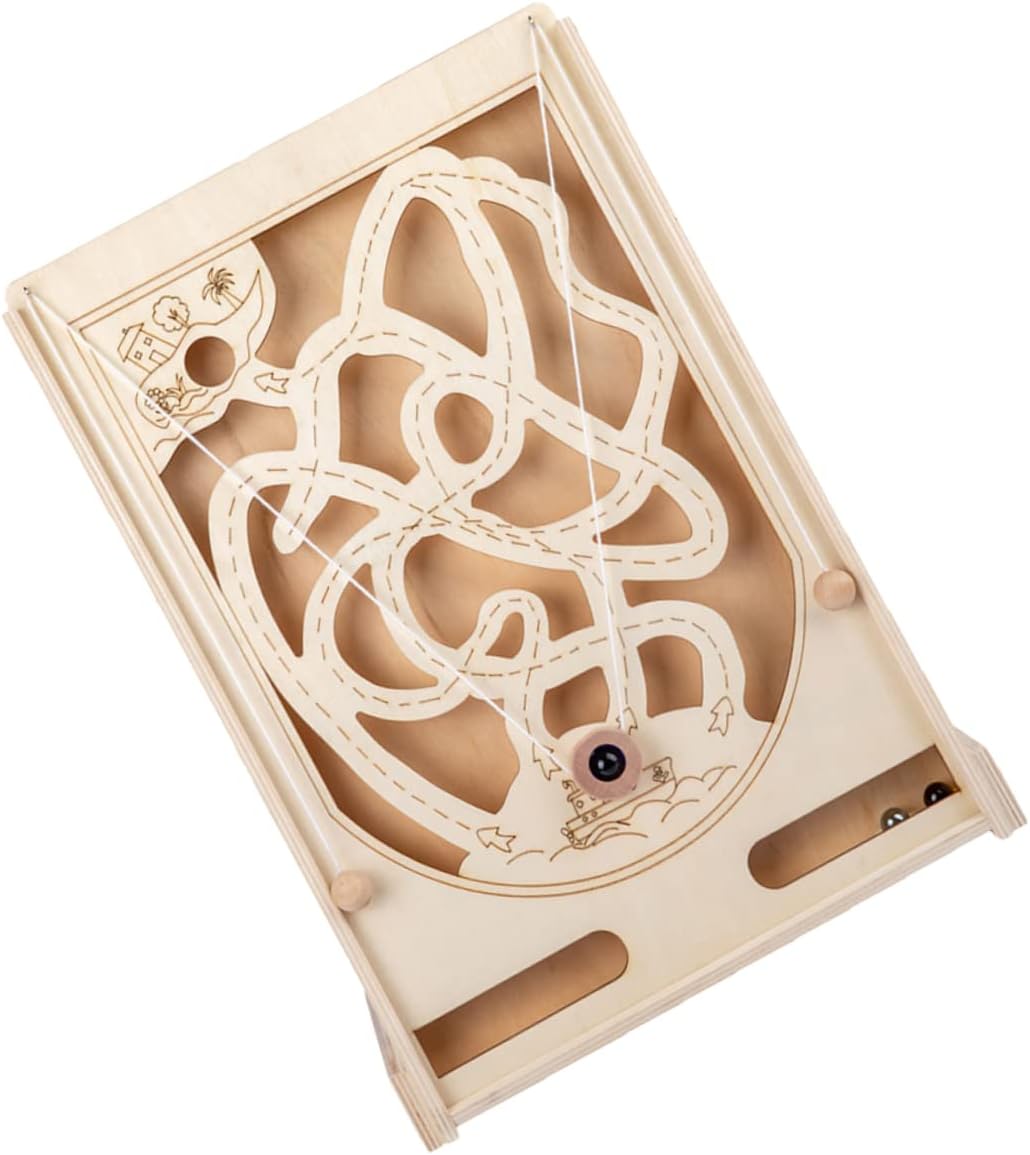 KESYOO Wooden Pirate Marble Game Interactive Educational Plaything for Hand Eye Coordination Development Fun Desktop Activity for Family Bonding and Imagination Building