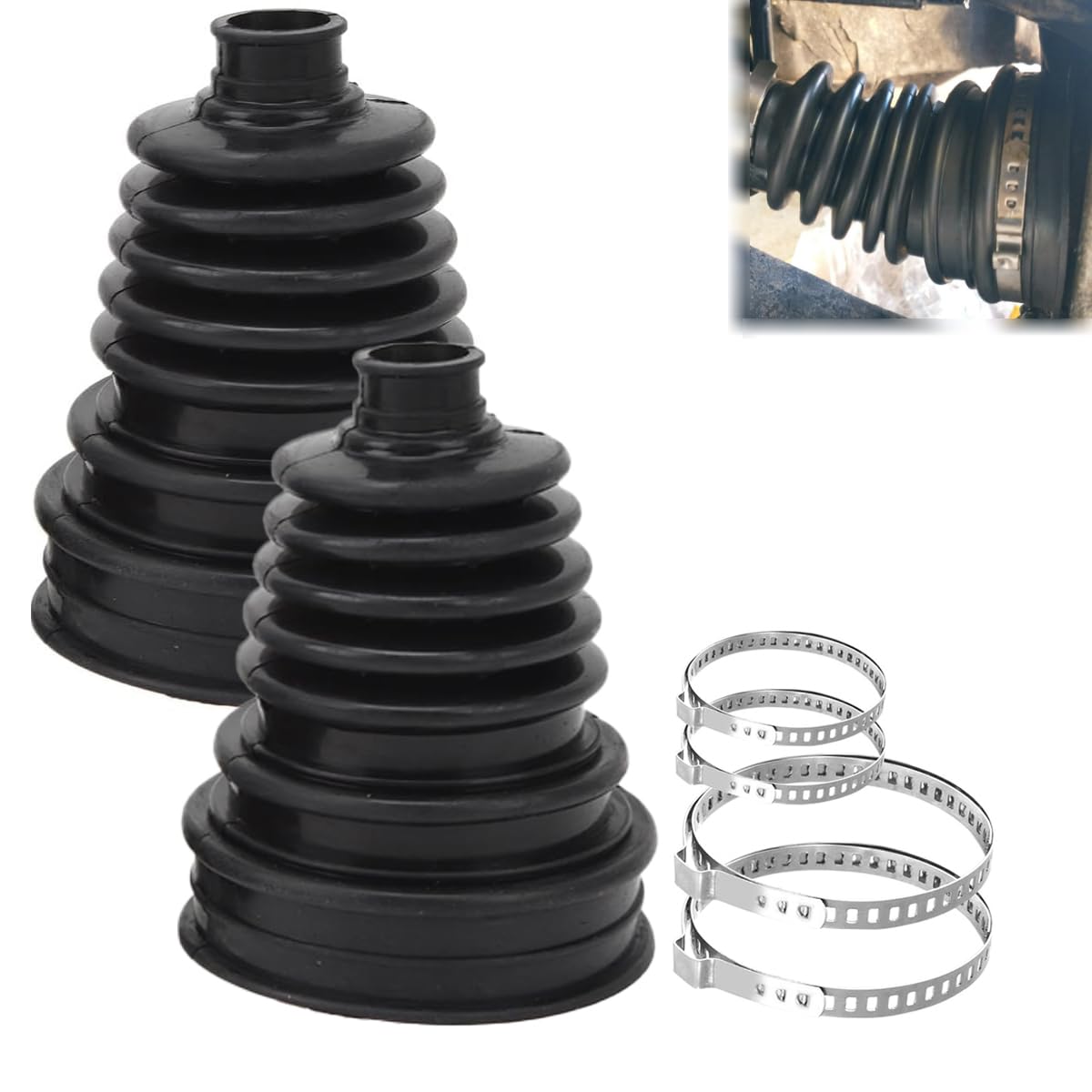 2 CV Boot Kits (Axle Boot Kits) with 4 Stainless Steel Clamps and 1 Grease Tube – Universal CV Joint Boot for Axle Shaft Size 19mm-24mm, Protects CV Axle-image-21