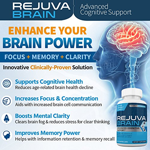 Rejuva Brain- Advanced Cognitive Support- Enriched W/L-Glutamine & Bacopa Monnieri To Support Cognitive Health And Ability #TOP3