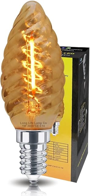 1w LED Twisted Candle E14 Vintage Filament Light Bulb Smoke Glass