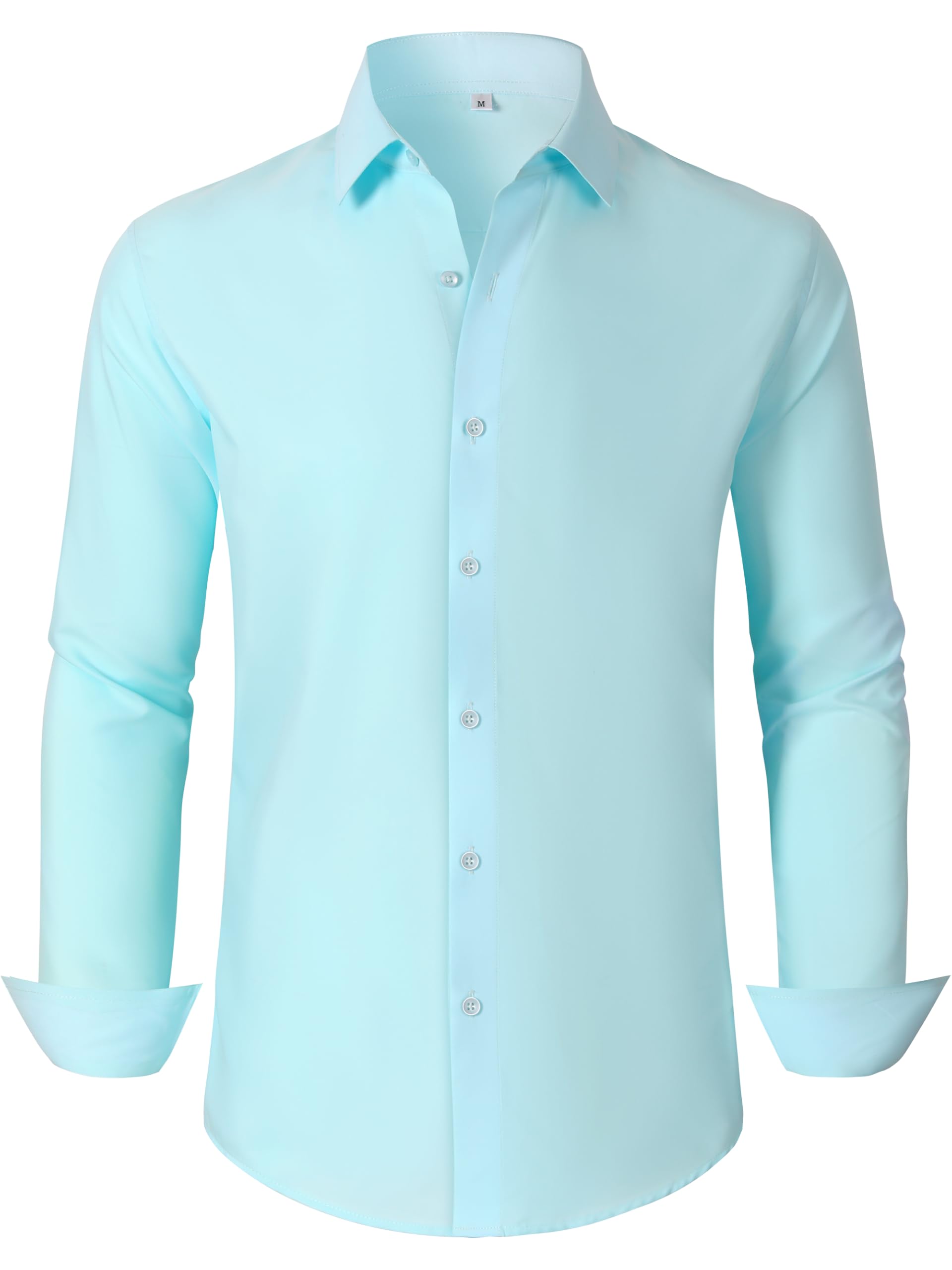 Ruisin Soft Wrinkle-Free Men's Dress Shirts Solid Long Sleeve Formal Shirt Business Casual Button Down Shirts