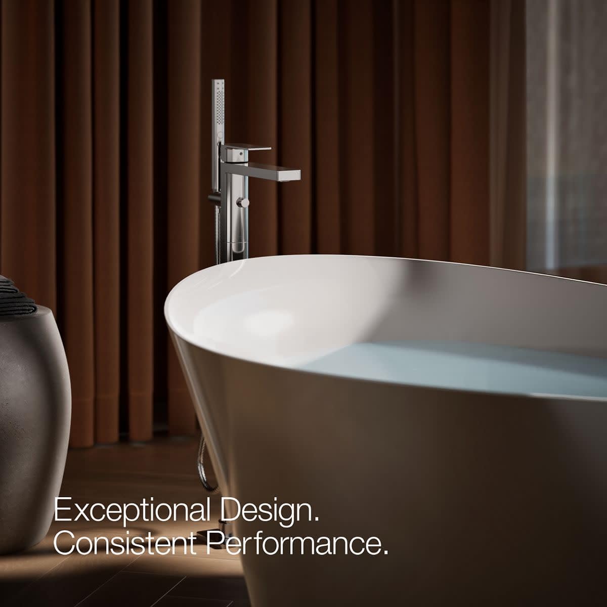 Kohler K-T23492-4 Parallel Floor Mounted Tub Filler - Includes Hand Shower - Vibrant Brushed Bronze