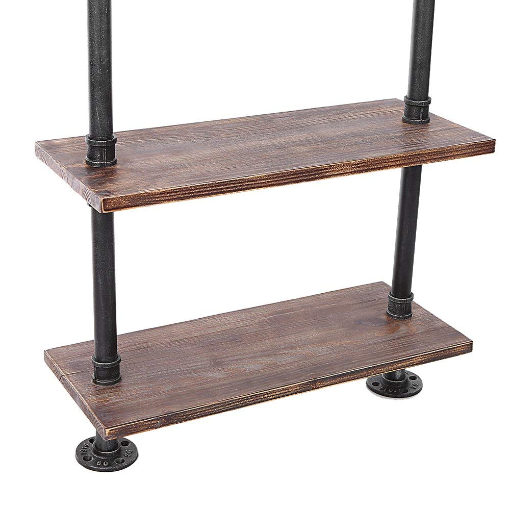 LOKKHAN 24 Inch Industrial Pipe Shelves,Wall Mounted Metal Pipe Wood