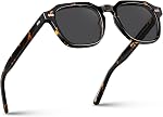 CARFIA Lunettes de soleil polarisés pour hommes UV400 Protection, Lunettes de soleil rétro avec cadre carré d'acétate pour conduire la pêche CA5405