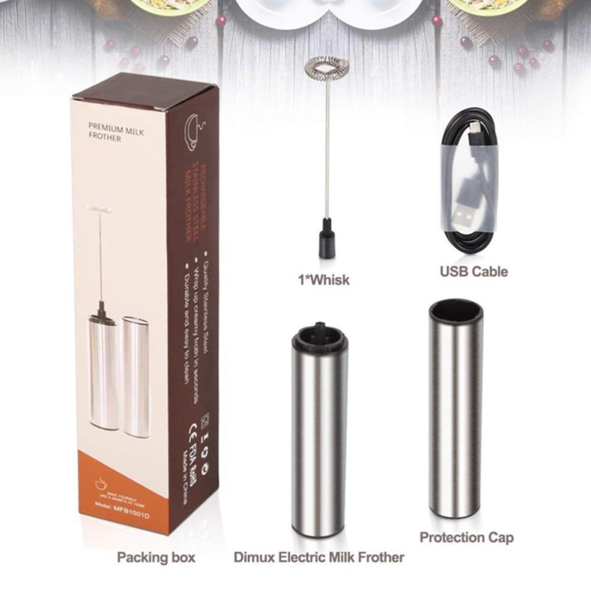 Frullatore Portatile Elettrico per Latte e Cappuccino in Acciaio Inox