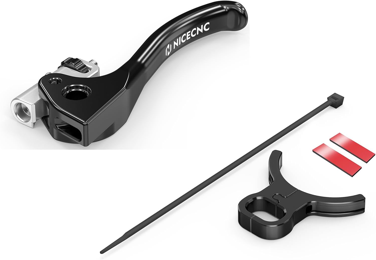 NICECNC Black Shorty Clutch Lever + Black Front Brake Line Guide Compatible with KTM 125/150 SX 2016-2023 See Fitment