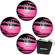 BuyBocceBalls - EPCO Candlepin Bowling Balls with Black Bag - Cobra Pro Rubber - Pink & Black 4 1/2 inch- 2lbs. 6oz. - 4 Balls - Made in USA