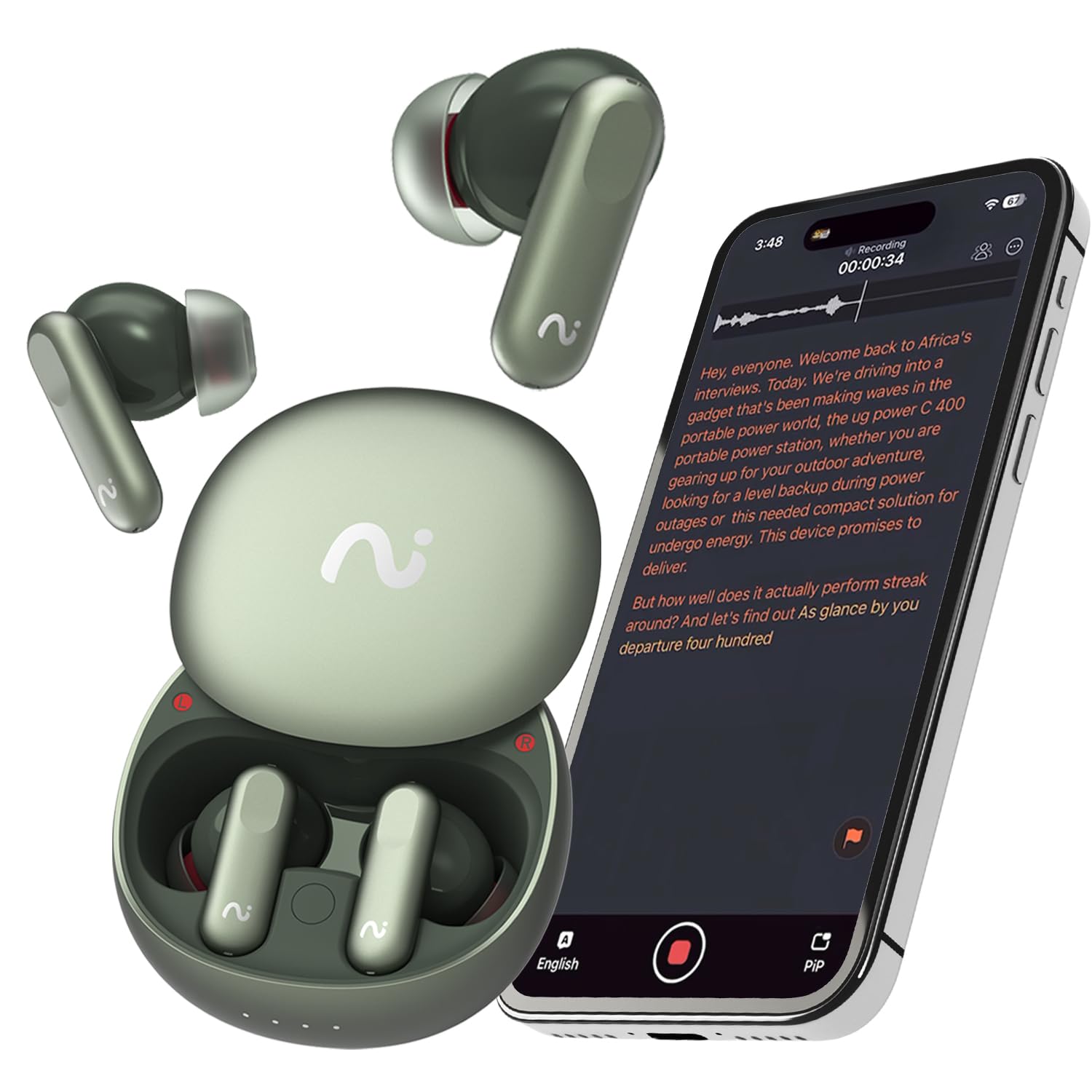 VIAIM Nano+ AI Voice Recorder Translator Earbuds – Real-Time