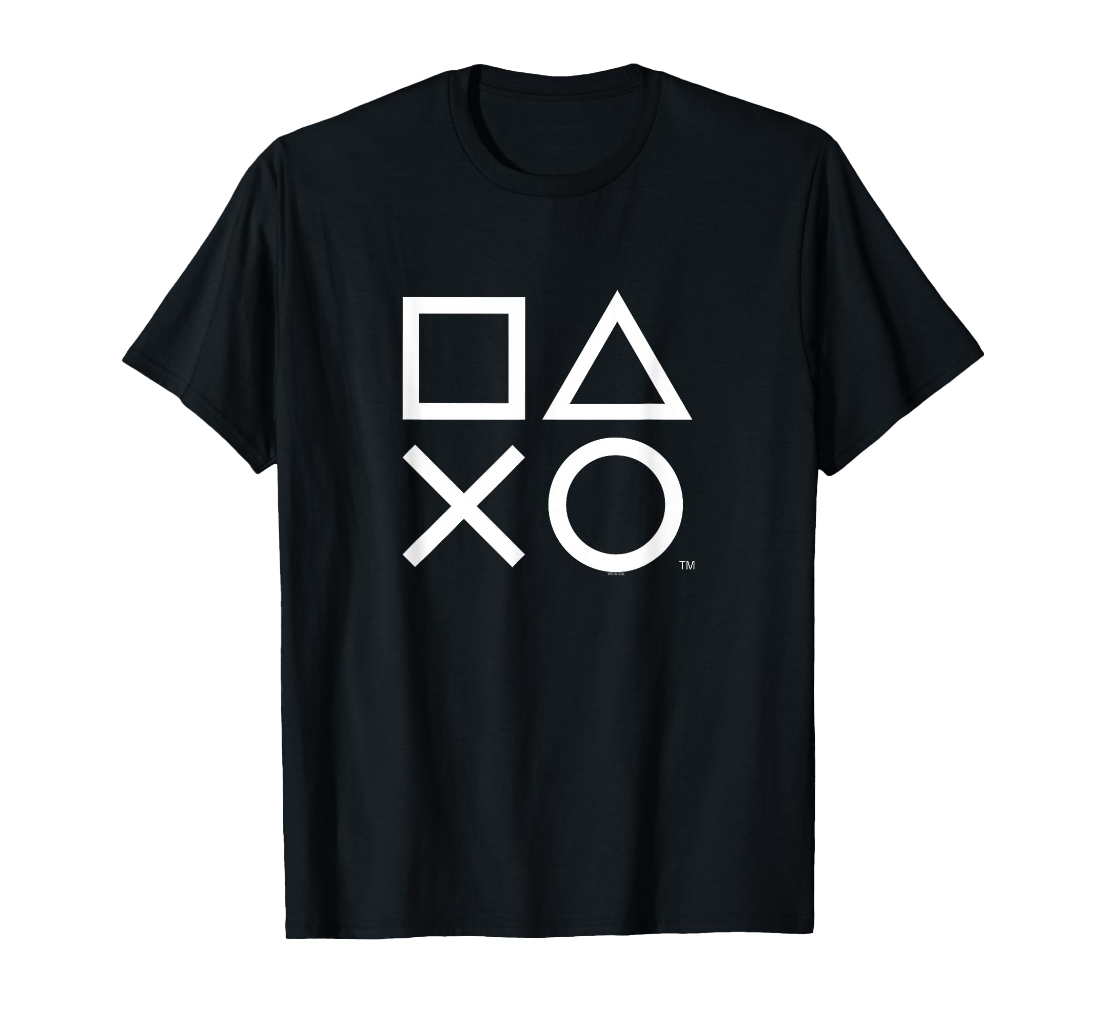 PlayStation PS5 Gamer Controller Icons in Classic White T-Shirt