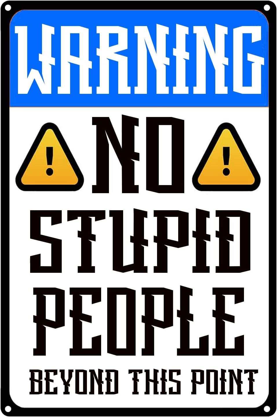 SMAZDFXX Warning No Stupid People Beyond This Point Vintage Metal Sign Trespassing Private Property Signs for Bar Cafe Home Decor Room Door Accessories Poster 12"x16"