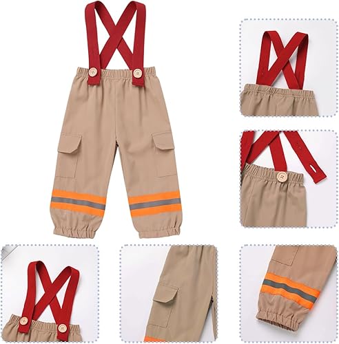 Miniatura 9 de IBAKOM Disfraz de Halloween para bebé, astronauta, bombero pirata, pantalón con tirantes, para niños, disfraz de cosplay