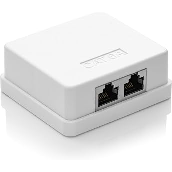 deleyCON Network Sockets | Shielded, surface-mounted mounting, Ethernet network LAN socket, RAL 9003
