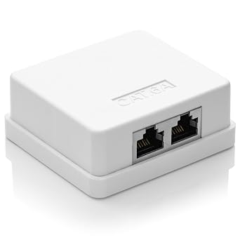 deleyCON CAT 6a Network Socket 2x RJ45 Socket FTP 10 Gbit 1 Piece - White