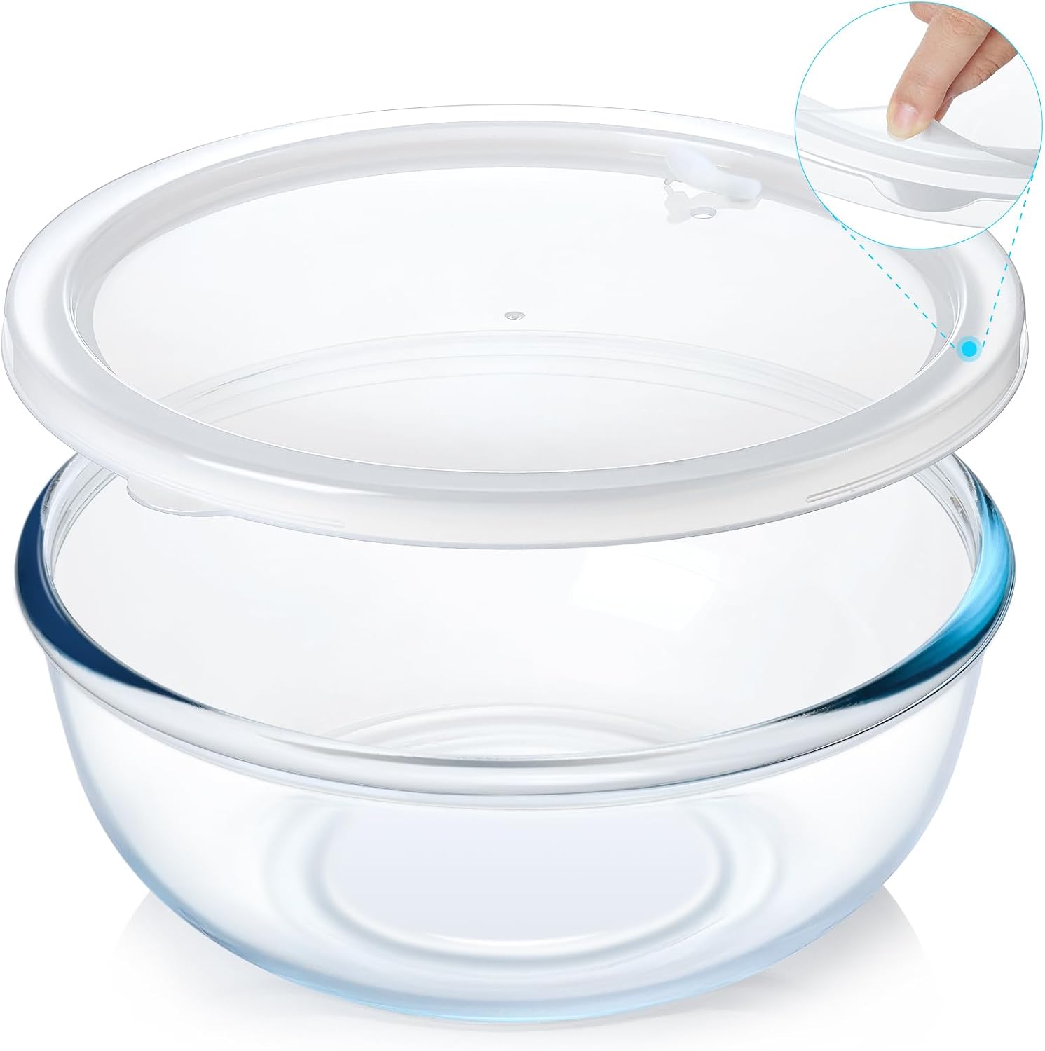 NUTRIUPS 6 QT Large Glass Mixing Bowl with Lid for Sourdough