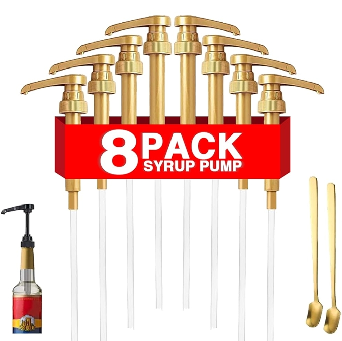 黄金咖啡糖浆泵瓶套装，适用多容量瓶，家用与咖啡吧饮品调料工具