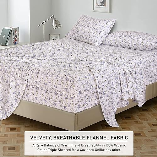 RUVANTI Flannel Sheets Full Size - 100% Cotton Double Brushed Bed Sheets Set, Deep Pockets 16 Inches, All Seasons Breathable & Extra Soft Full Sheets, Warm & Cozy, 4 Piece, Sand Rose - Thumbnail 5