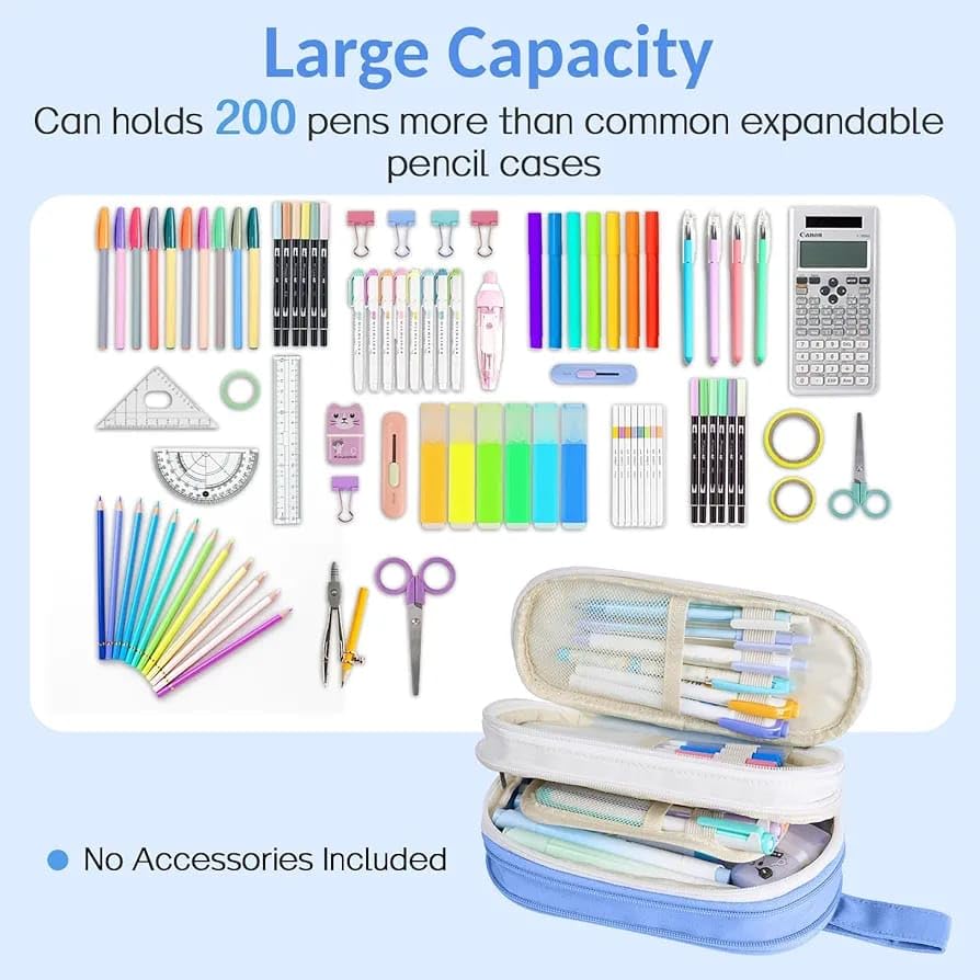 Image of MARSMATE 𝗠𝗔𝗥𝗦𝗠𝗔𝗧𝗘 Pencil case| Large Capacity Pencil Case|Canvas Fabric Pencil Pouch| Best Pencil Pouch for Stationary Items| 6 Compartments Pencil Case (Black)