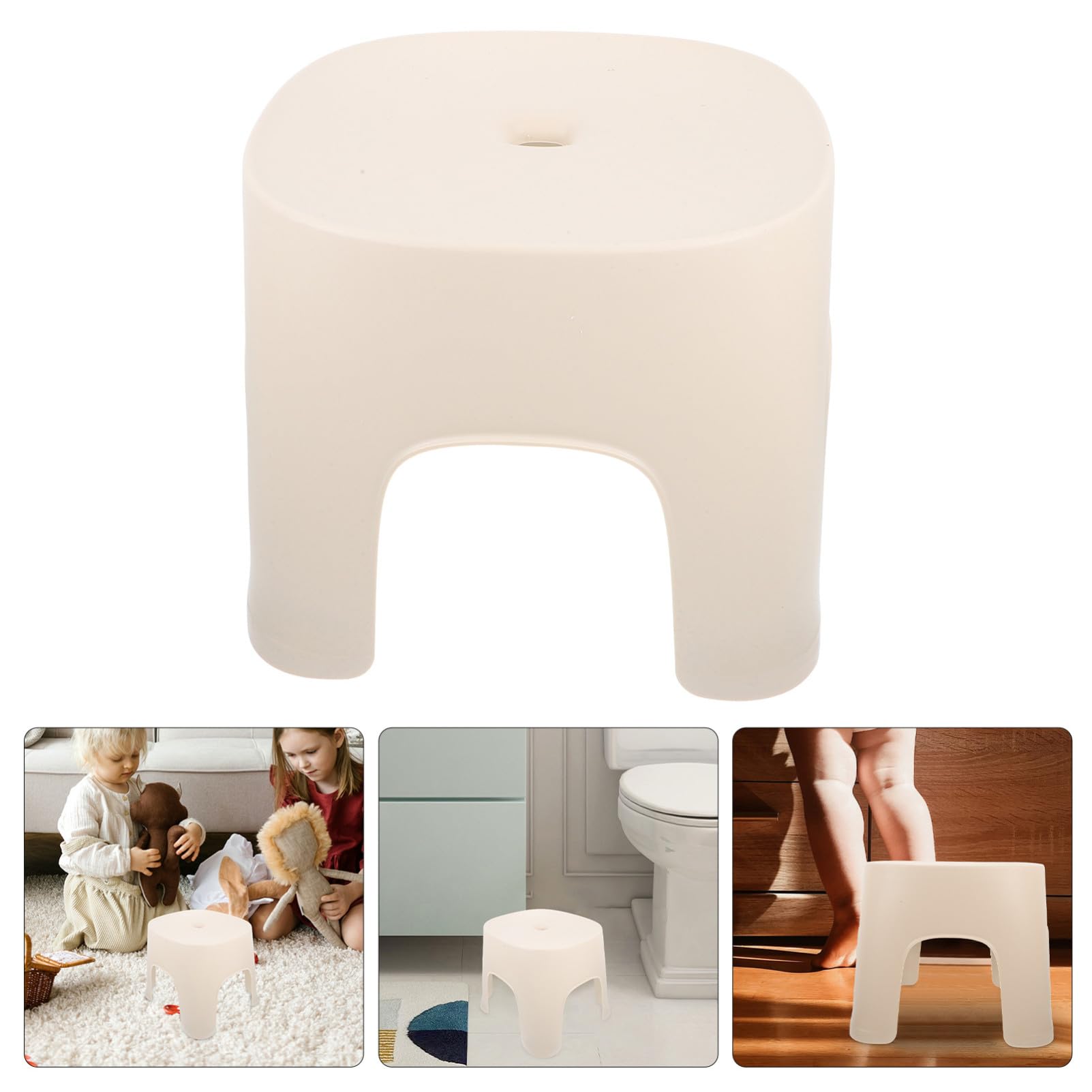 Rutschfester Tritthocker aus Kunststoff, Beige, PVC für Kinder | Badezimmer und Zuhause, Stabile Ausführung, Leicht zu Tragen, Niedliches Design