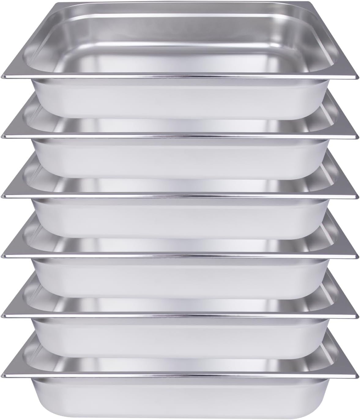 Full Size Hotel Pans，6 Pack 4” Deep Commercial Stainless Steel pan，Steam Table pans，Anti-Jam Food Pan for Home，Hotel，Party and Restaurant