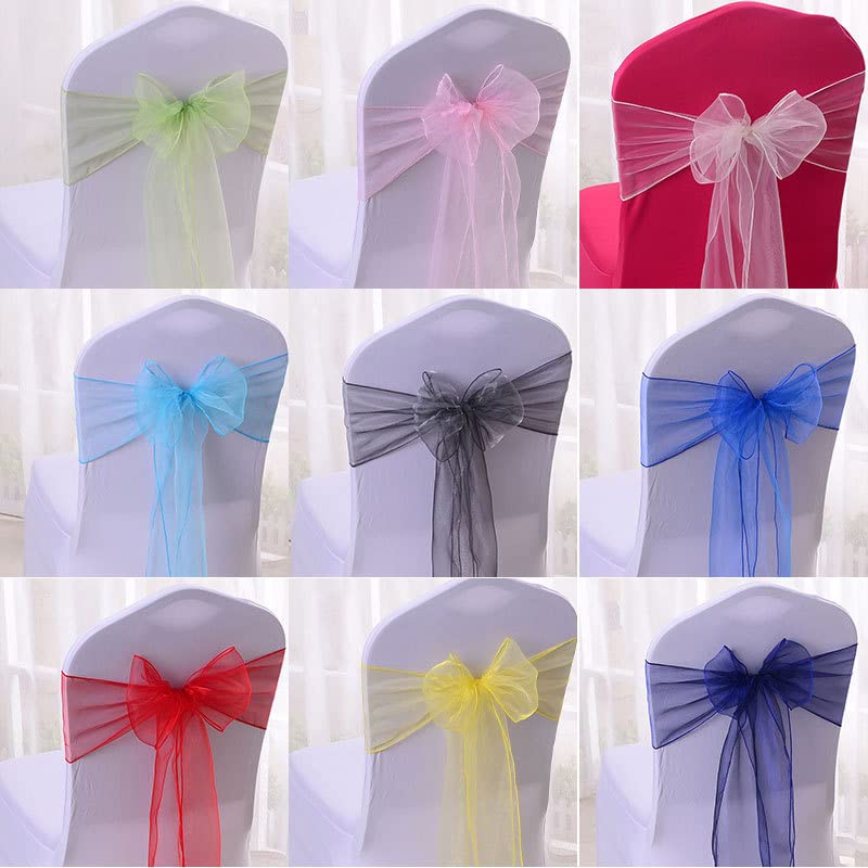 Ribbon 6 szarf z organzy, na krzesła, z kokardką, na krzesła, z organzy, na urodziny, 17 x 210 cm, żółte
