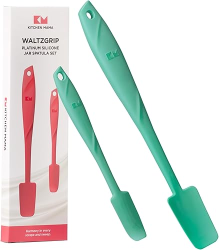 Miniatura 10 de Kitchen Mama WaltzGrip - Juego de espátulas de silicona platino para tarros: resistentes al calor, aptas para lavavajillas, agarre ergonómico, Rojo