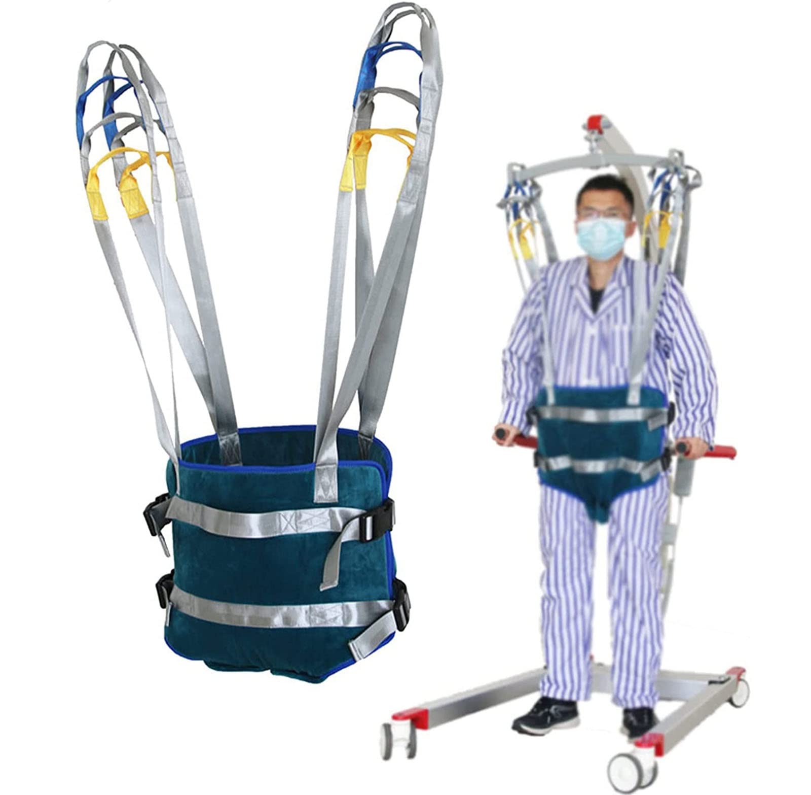 Patientenlifter Lifting Transfergürtel Ganzkörperg Toilettentragetuch Premium gepolstertes Tragetuch, medizinisches Hebegerät, Ganzkörper-Gehhilfe zum Stehen, mit Vier-Punkt-Stützung, für Bein-Lendenw