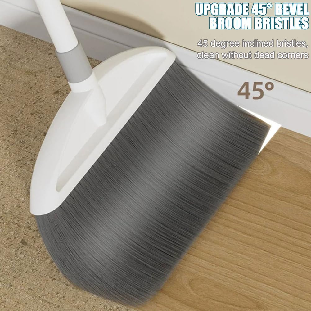 Set Scopa e Paletta, Scopa con Manico Lungo da 50,4" e Paletta per la Polvere Resistente con Denti autopulenti, Ideale per la Pulizia del Pavimento dell'ufficio o della casa