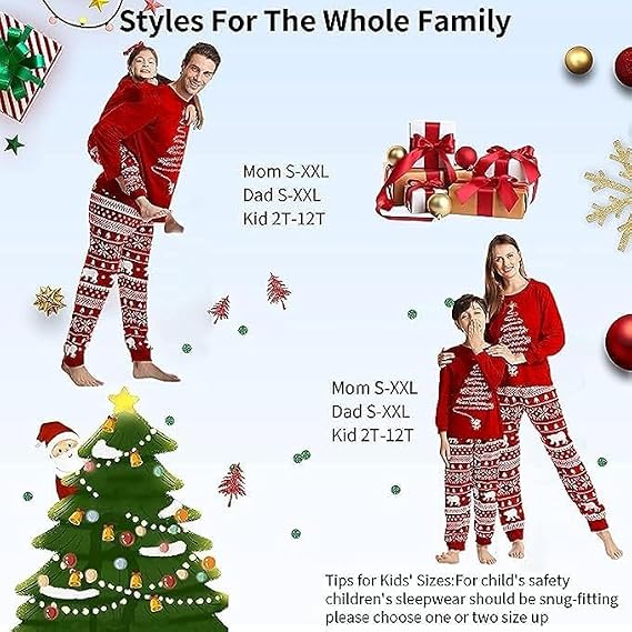 Christmas Pajamas Family Matching Pajamas Set Womens PJs Pyjamas Sleepwear Nightwear Set Christmas Pajamas Pyjamas Pjs