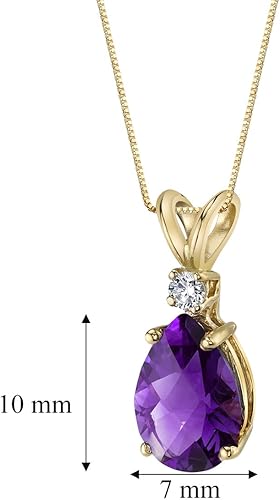 Miniatura 5 de Peora Dije de oro de 14 quilates para mujer con diamante, elegante diamante solitario en forma de lágrima de 10x7mm 0.394 x 0.276 pulgadas, piedras