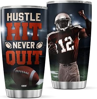 CUBICER Football Insulated Mug Cup Soccer Players Coffee Tumblers Sport Match Tumbler Gifts For Men Adults Son Husband Christian On Birthday Stainless Steel 20 Oz Home Travel Mugs