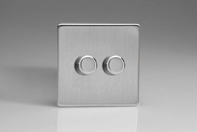 Varilight JDSP252S Leading & Trailing Edge Brushed Steel 2 Gang