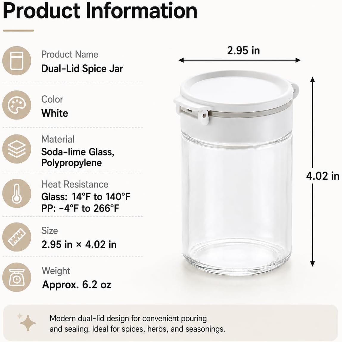 2-Pack Anti‑Clog Glass Spice Shakers w/Cleaning Pins, Seasoning Jars
