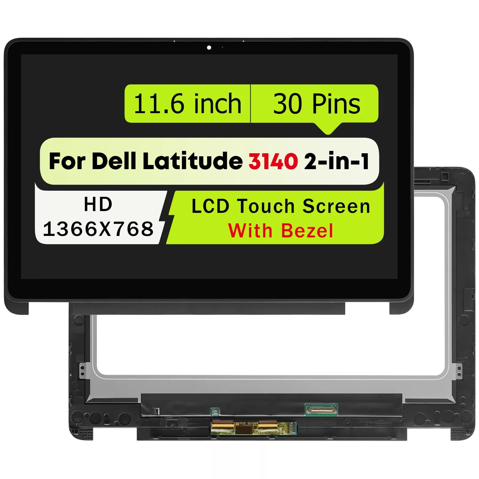 Pantalla LCD de 11.6 pulgadas para Dell Latitude 11 3140 0806R4 9C00J 2MNKP 806R4 FHD 1920 x 1080 40 pines digitalizador de pantalla táctil