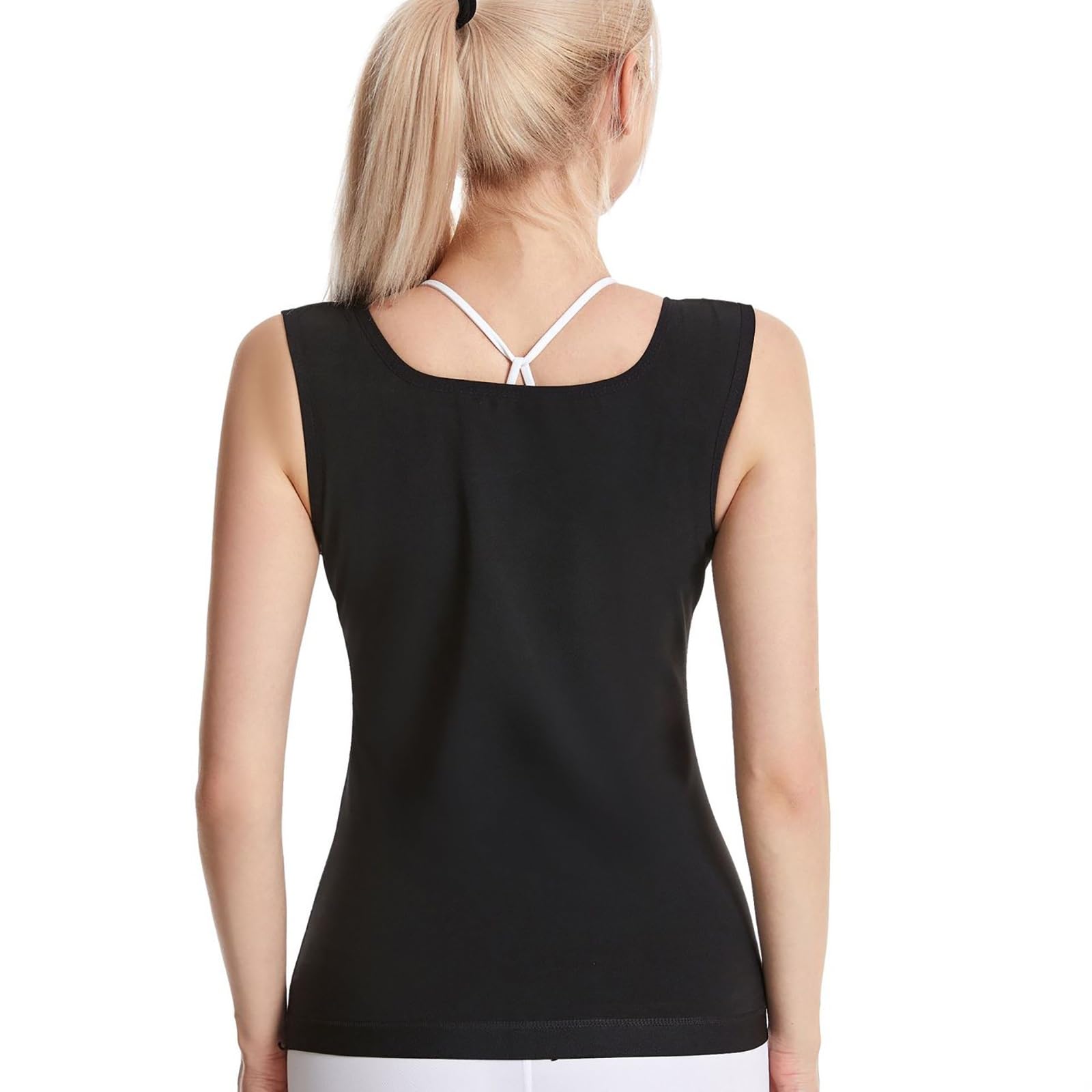 Shapewear Camiseta sin mangas con control de barriga para mujer, camiseta sin mangas con cuello cuadrado