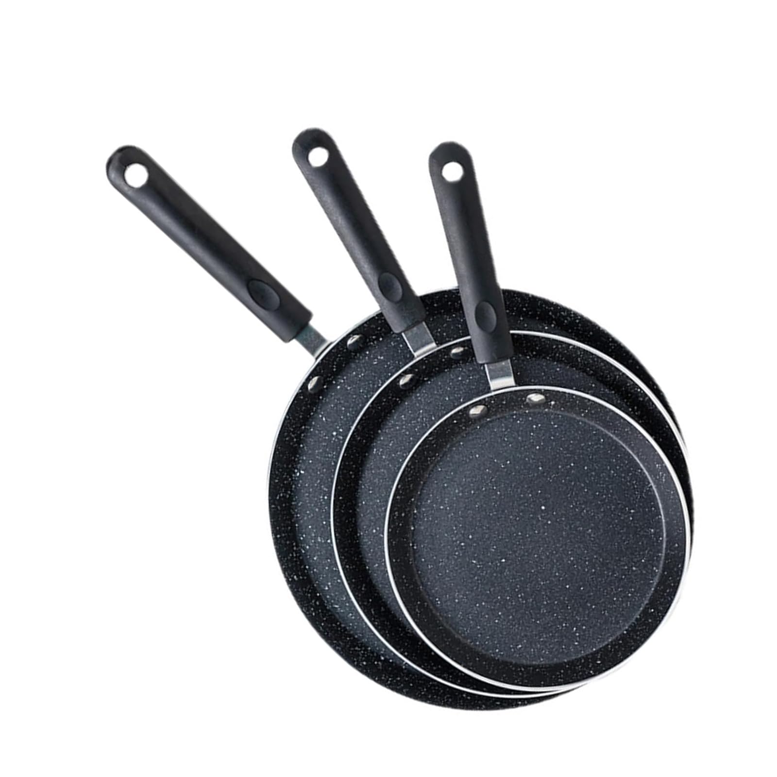 Juego de 3 sartenes antiadherentes con asa para panqueques, crepes y desayuno, sartén de aluminio, utensilios de cocina, hornear, sartén de desayuno
