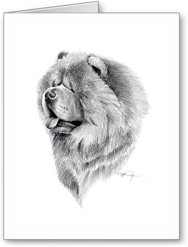 DJ Rogers Fine Art Chow Chow - Juego de 10 tarjetas de notas para perros con sobres