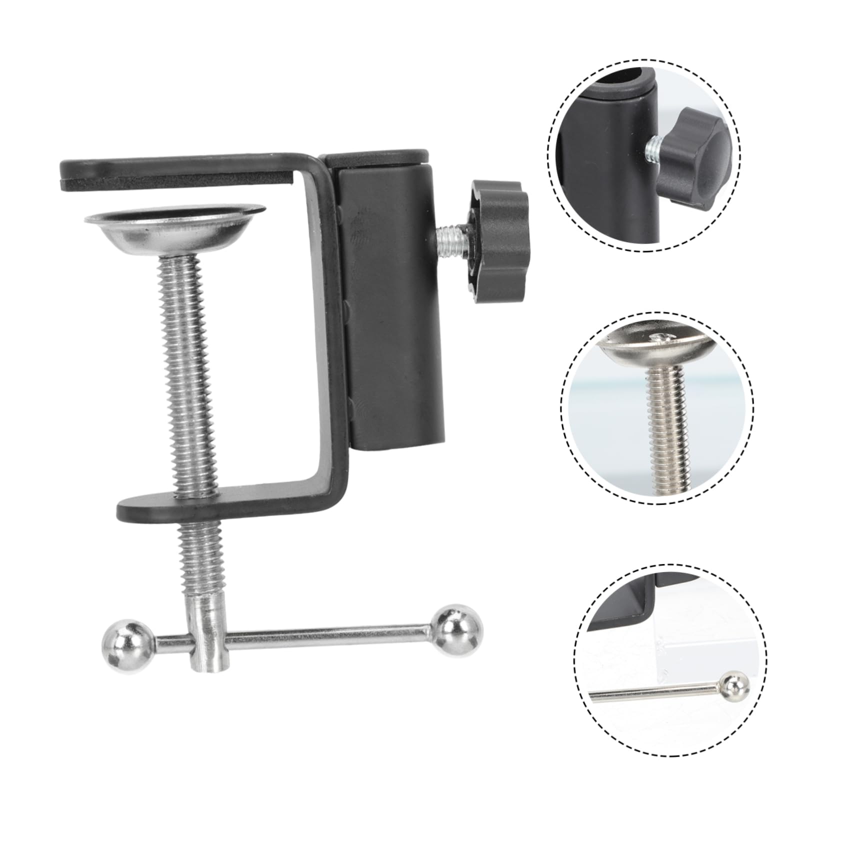 Levemolo Adjustable Metal Mic Clamp Mount with Table Fixing Buckle Secure Microphone Stand Holder for Desktop Public Speaking School Events - Image 4