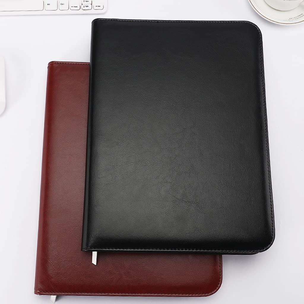 Schreibmappe A4 Klemmbrettmappe A4 Business Portfolio Organizer PU Leder Konferenzmappe mit Reißverschluss und magnetischem Griff mit Reißverschluss, Klemmbrett, Notizbuch für Vorstellungsgespräche