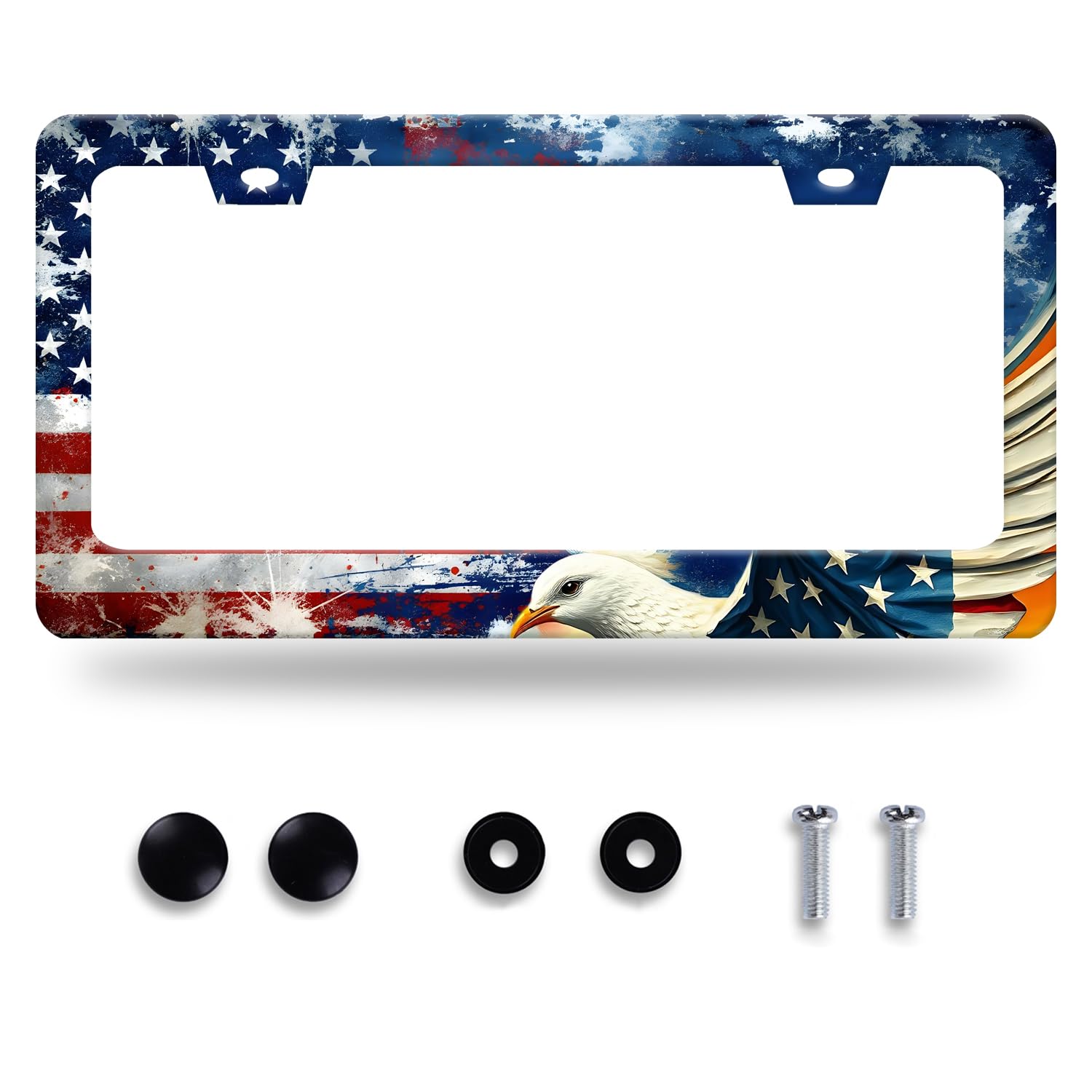 American Flag Eagle License Plate Frame Personalized Eagle License Plate Holder Patriotic Stainless Steel Funny Car Accessories Decoration