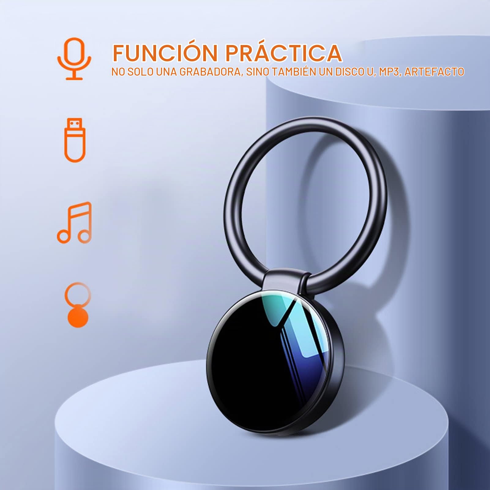 Grabadora Activada por Voz, Mini Diseño de Llavero Grabadora de MP3 con Reducción de Ruido, Grabadora de Voz Digital de Bolsillo, Ideal para Reuniones, Conferencias, entrevistas (8GB)