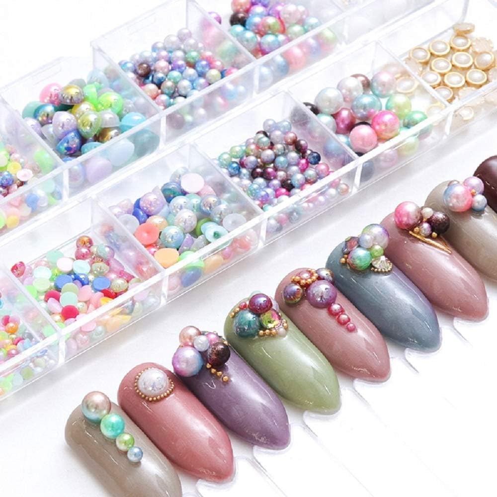 1box Glitter Mermaid Nail Decorations Mixed Size Gradient Magic Rhinestone Tips Charms Pearl キラキラマーメイドネイルデコレーションミックスサイズグラデーションマジックビーズパールチャームストーン3dヒントラインストーンセット 人気 Beads Stone 3d Set