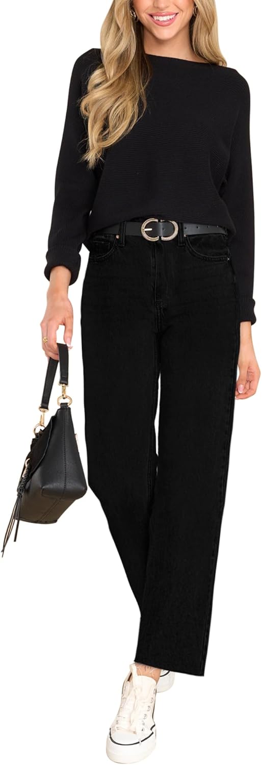 KDF Women's Cropped Straight Leg Jeans - High Waisted Jeans for Women 7/8 Length Denim Pants with Crop Hem - Image 5