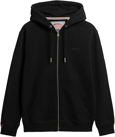 Superdry Mens Essential Logo Zip Hoodie, Black