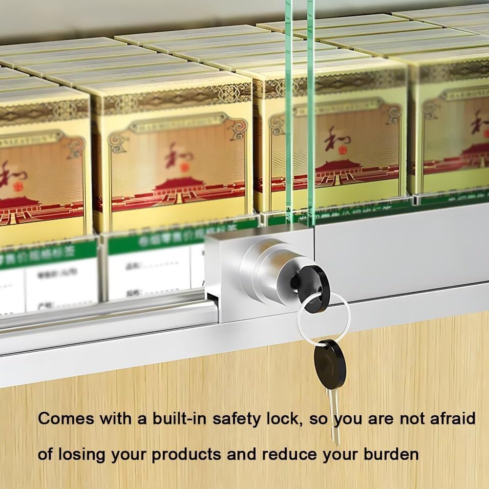 Wall-Mounted Cigarette Display Rack with Locking Sliding Door & Automatic Push Rod - Retail Store Showcase (7.5x17.3x105cm) for Market Use