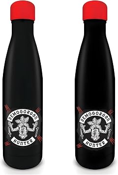 Pyramid International Stranger Things Water Bottle Metal Demogorgon Hunter Design 540ml, Metal Water Bottle & Drink Bottle - Official Stranger Things Merchandise, Black