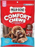 Milk-Bone Mini Comfort Chews: Real Beef Dog Treats with Chewy Texture, Rawhide-Free, 7.4oz Bag of 6